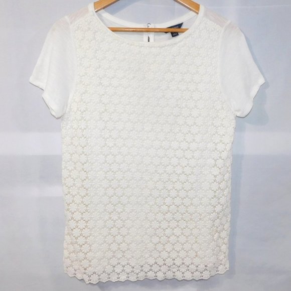 Lands  End Womens 10-12 Crochet Overlay Top - Picture 1 of 11